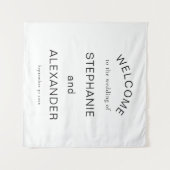 シンプルカスタム白黒ようこそ結婚へ タペストリー (正面(横))