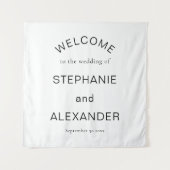 シンプルカスタム白黒ようこそ結婚へ タペストリー (正面)
