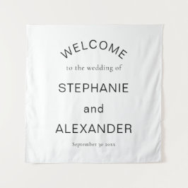 シンプルカスタム白黒ようこそ結婚へ タペストリー
