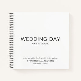 シンプルカスタム白黒結婚ズゲストブック ノートブック