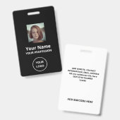 シンプルカスタム社員番号写真バーコードBADG バッジ (表裏)