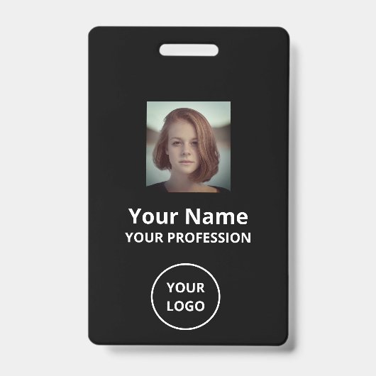 シンプルカスタム社員番号写真バーコードBADG バッジ (表面)