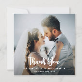 シンプルカスタム結婚モダン写真パーソナライズされたs サンキューカード (正面)