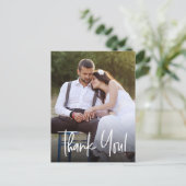 シンプルカスタム結婚式の写真の手書きスクリプト ポストカード (スタンド正面)