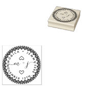 シンプルカスタム葉イニシャルScript Round結婚's ラバースタンプ (押印)