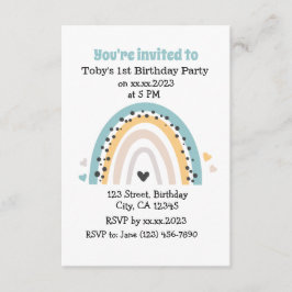 シンプルカスタム誕生日レインボーカード招待状