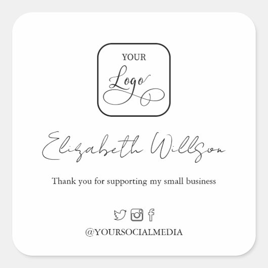 シンプルカスタム販売促進ロゴ スクエアシール (正面)