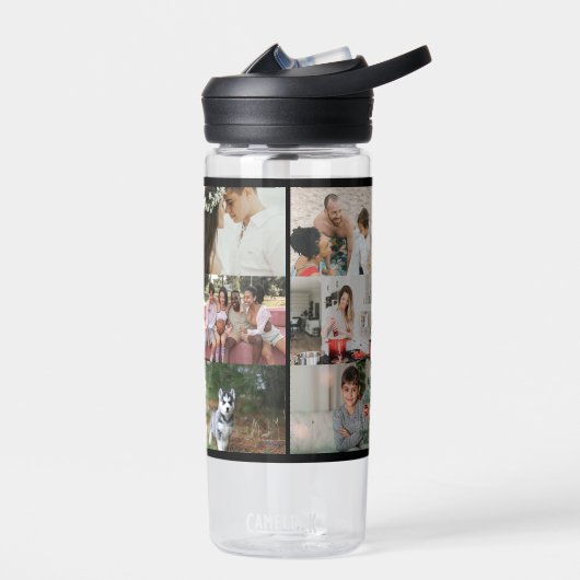 シンプルカスタム12フォトコラージュファミリーパーソナライズされた ウォーターボトル (左面)