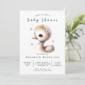 シンプルカスタム スワン ベビーシャワー 招待状 (スタンド正面)