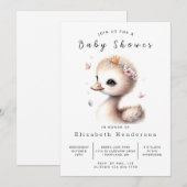 シンプルカスタム スワン ベビーシャワー 招待状 (正面/裏面)