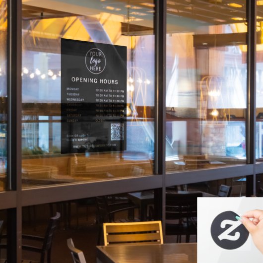 シンプルカスタム ビジネス ロゴ 営業時間 ウィンドウサイン (レストラン窓)