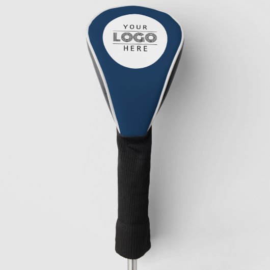 シンプルカスタムNavy Blue Business Logoブランド ゴルフヘッドカバー (正面)
