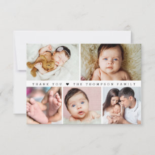 シンプルカスタムPhoto Collage Baby Girl Shour サンキューカード