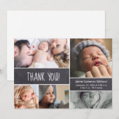 シンプルカスタムPhoto Collage Baby Shower サンキューカード (正面/裏面)