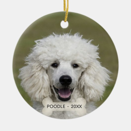 シンプルカスタムPoodle Dog写真 セラミックオーナメント (正面)