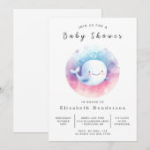 シンプルカスタムWhale Baby Shower 招待状 (正面/裏面)