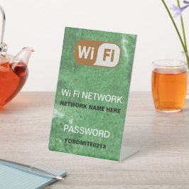 シンプルカスタムWifiネットワークパスワードグリーンストーン 台座サイン