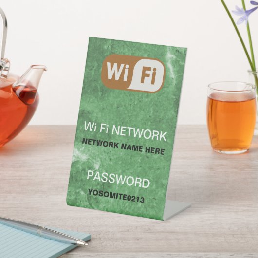 シンプルカスタムWifiネットワークパスワードグリーンストーン 台座サイン (インサイチュ)