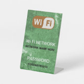 シンプルカスタムWifiネットワークパスワードグリーンストーン 台座サイン (正面)