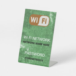 シンプルカスタムWifiネットワークパスワードグリーンストーン 台座サイン