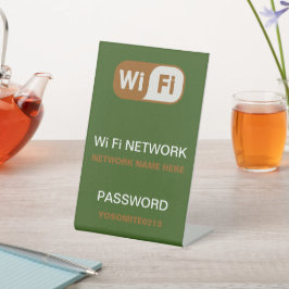 シンプルカスタムWifiネットワークパスワードライトグリーン 台座サイン