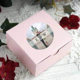 シンプルカップルのモノグラムイニシャル写真結婚の ラウンドシール