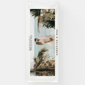 シンプルカップルの写真カップル名の結婚式 横断幕 (縦)