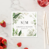 シンプルカップルイニシャルクリスマス結婚ホリデー スタンダードカクテルナプキン (インサイチュ)