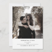 シンプルカップルモダンコンテンポラリー写真結婚の 招待状 (正面)