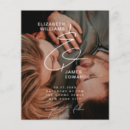 シンプルカップル写真の低コスト結婚式招待状 チラシ