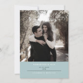 シンプルカップル写真ウィンターアイスブルーコンテンポラリー 招待状 (正面)