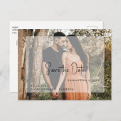 シンプルカップル写真モダン日付の保存 ポストカード (正面/裏面)