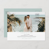 シンプルカップル写真Seaooam日付を保存 インビテーションポストカード (正面/裏面)