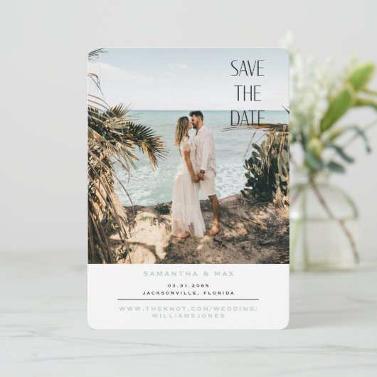 シンプルカップル写真Seaooam Rounded Save the Date セーブザデート (スタンド正面)