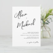 シンプルカップル名スクリプトQR CODE結婚's 招待状 (スタンド正面)