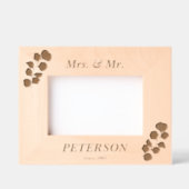 シンプルカップル花カスタム木写真フレーム レーザー彫刻フレーム (正面)