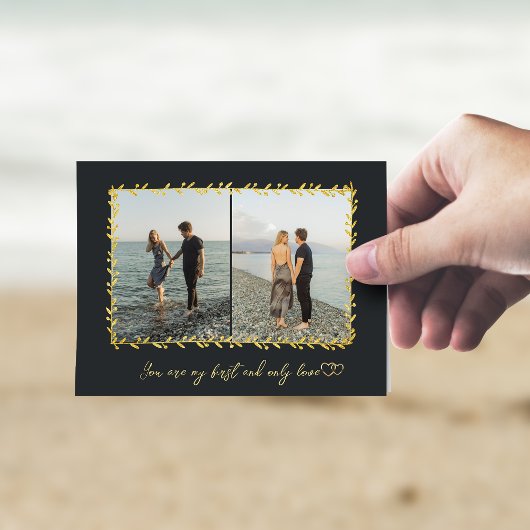 シンプルカップル2写真折り畳みホリデーカード カード