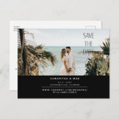 シンプルカップル2枚フォトブラック日付を保存 案内ポストカード (正面/裏面)