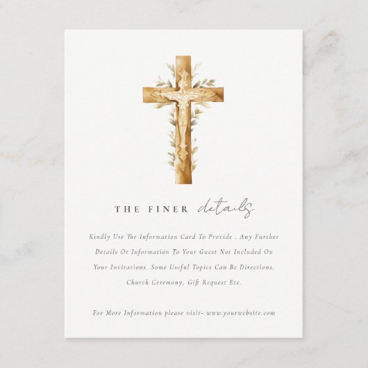 シンプルカトリック水の色の教会の結婚詳細 エンクロージャーカード (正面)