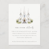 シンプルカトリック水の色の教会の結婚詳細 エンクロージャーカード (正面)