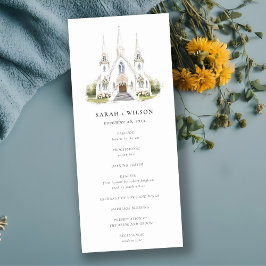 シンプルカトリック水彩教会結婚式 プログラム