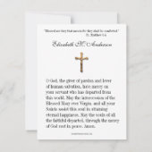 シンプルカトリック葬儀記念祈りの言葉カード ノートカード (裏面)