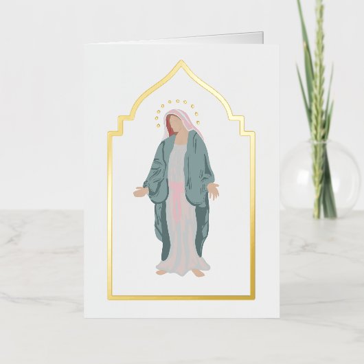 シンプルカトリック葬儀記念祈りの言葉カード 箔グリーティングカード (正面)