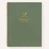 シンプルカモダンキ&金ゴールドモノグラムレシピ ノートブック (正面)