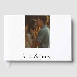 シンプルカラフルの追加ミニマル名写真文字の顧客 ゲストブック