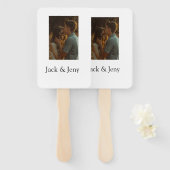 シンプルカラフルの追加ミニマル名写真文字の顧客 ハンドファン (正面&裏面)