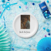 シンプルカラフルの追加ミニマル名写真文字の顧客 ペーパープレート (パーティー)