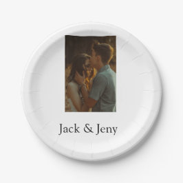 シンプルカラフルの追加ミニマル名写真文字の顧客 ペーパープレート