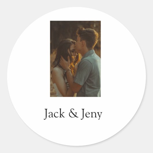 シンプルカラフルの追加ミニマル名写真文字の顧客 ラウンドシール (正面)