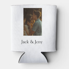 シンプルカラフルの追加ミニマル名写真文字の顧客 缶クーラー